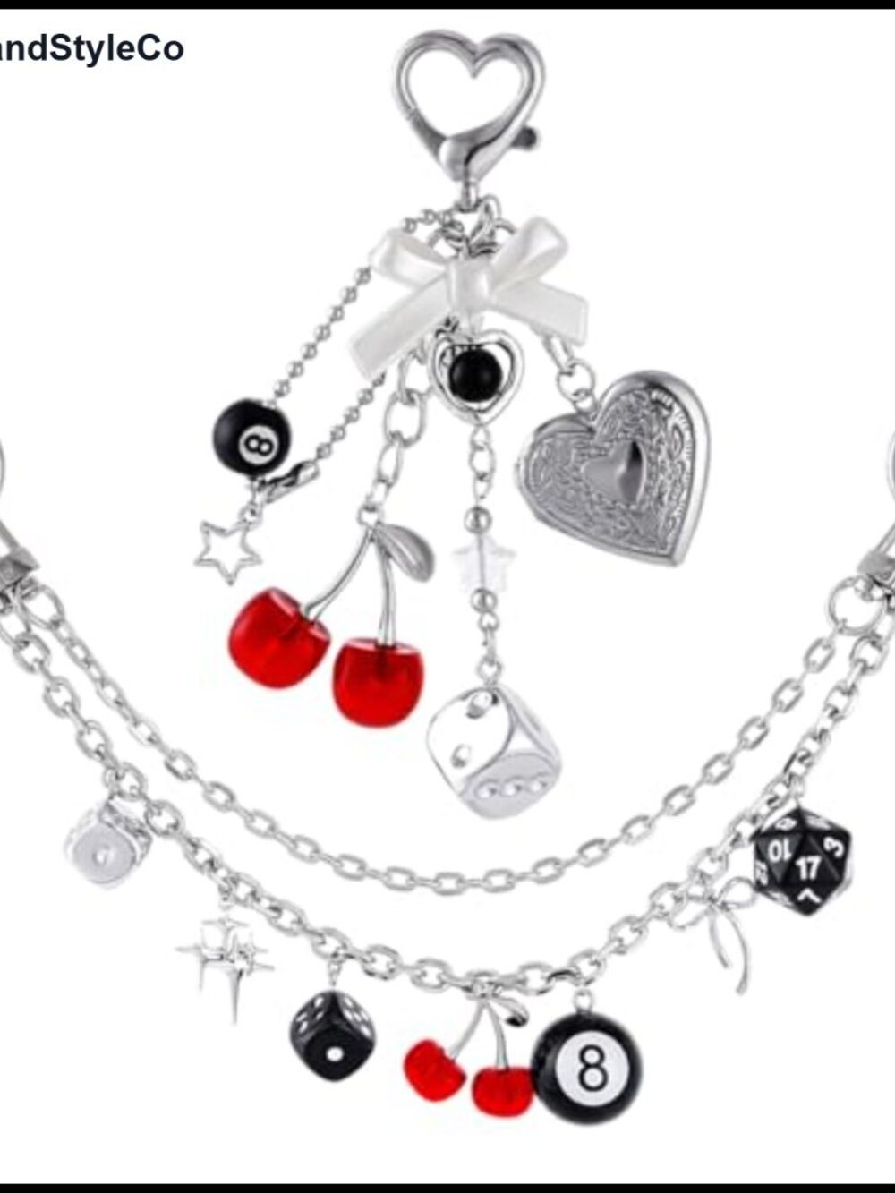 2 Pcs Silver Bag Charms Y2K Vintage Punk Handbag Accessory